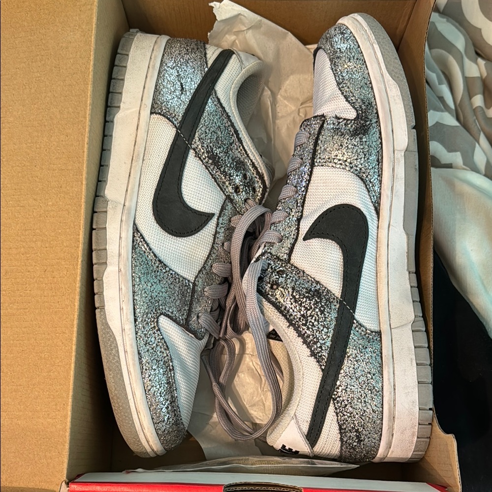 Nike Silver Gray and Black Dunk Sneakers